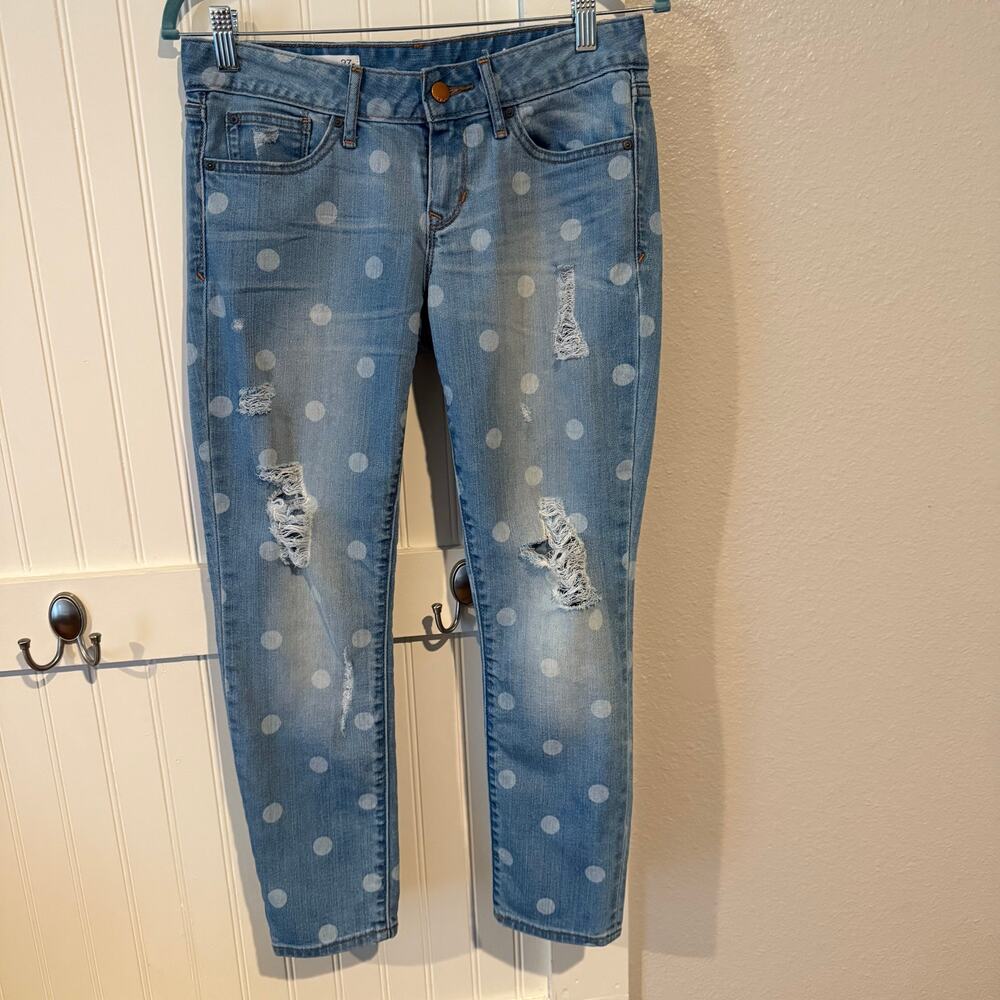 The Gap 1969 Distressed Polka Dot Always Skinny 27P